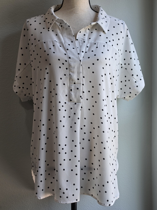 Vince Camuto Tops - Vince Camuto White Polka Dot Blouse